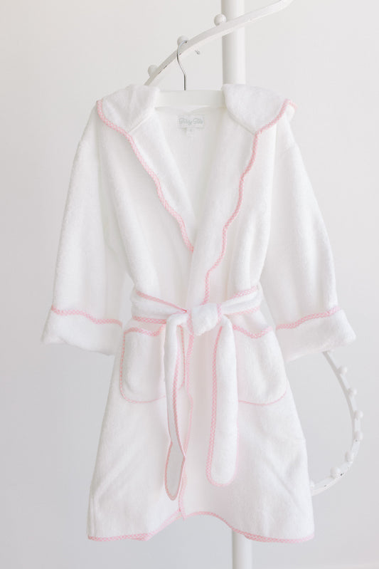 Bathrobe, White with Pink Gingham