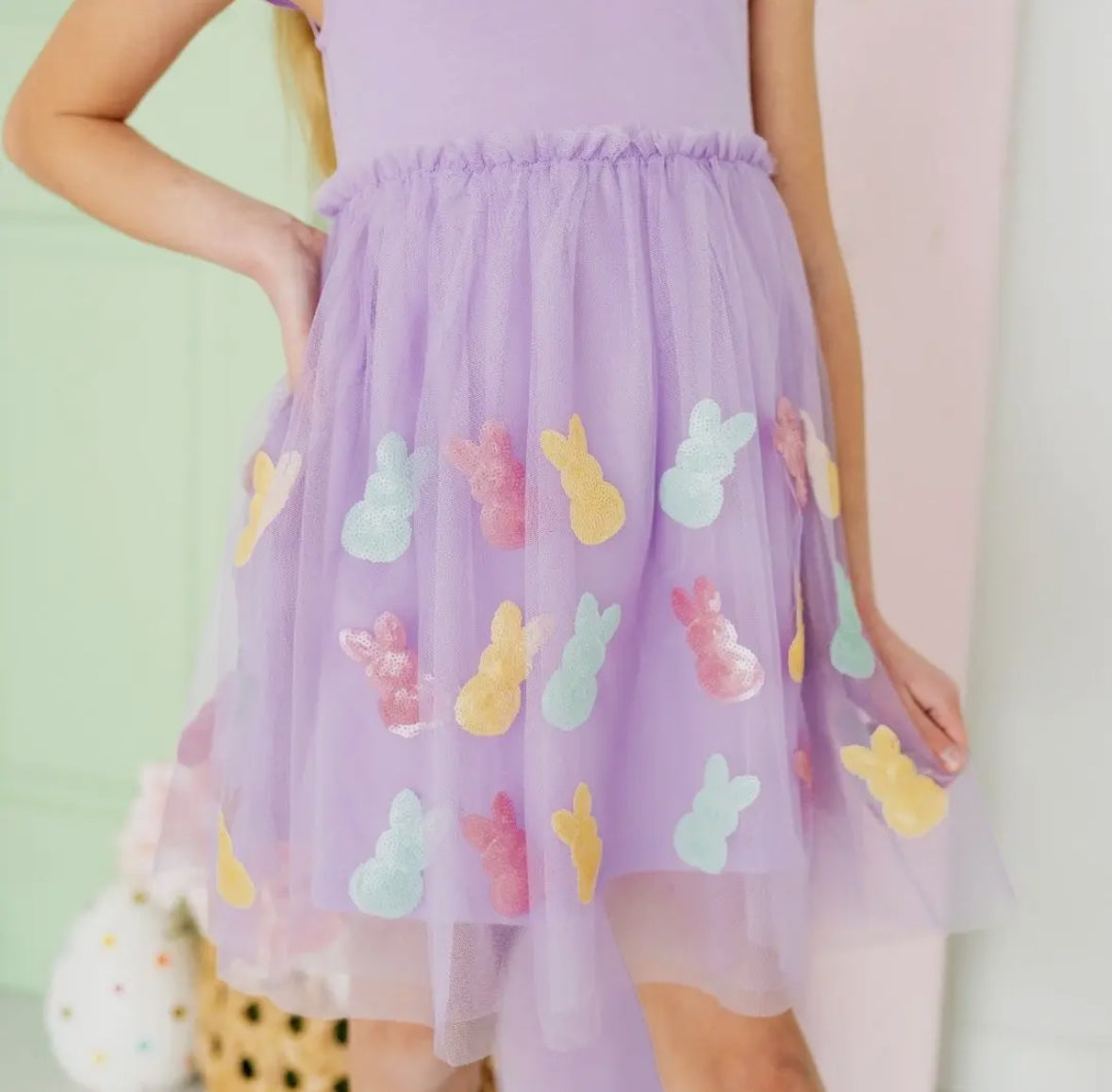 Easter Peeps Flutter Sleeve Tutu Dress