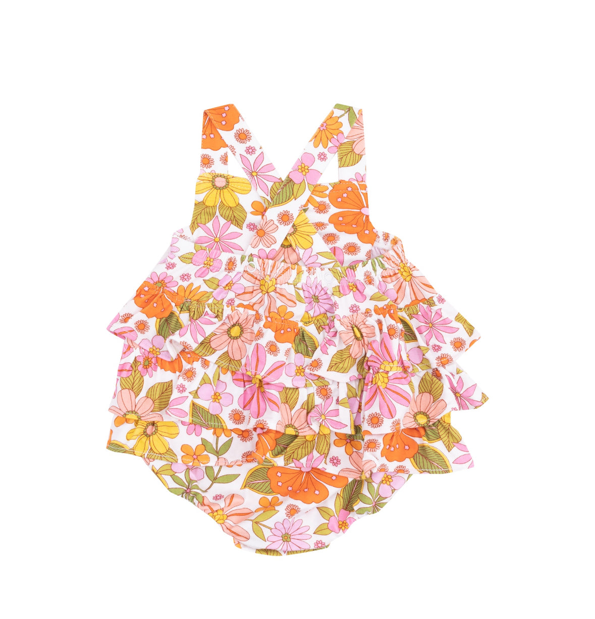 Boho Beachy Floral Ruffle Sunsuit