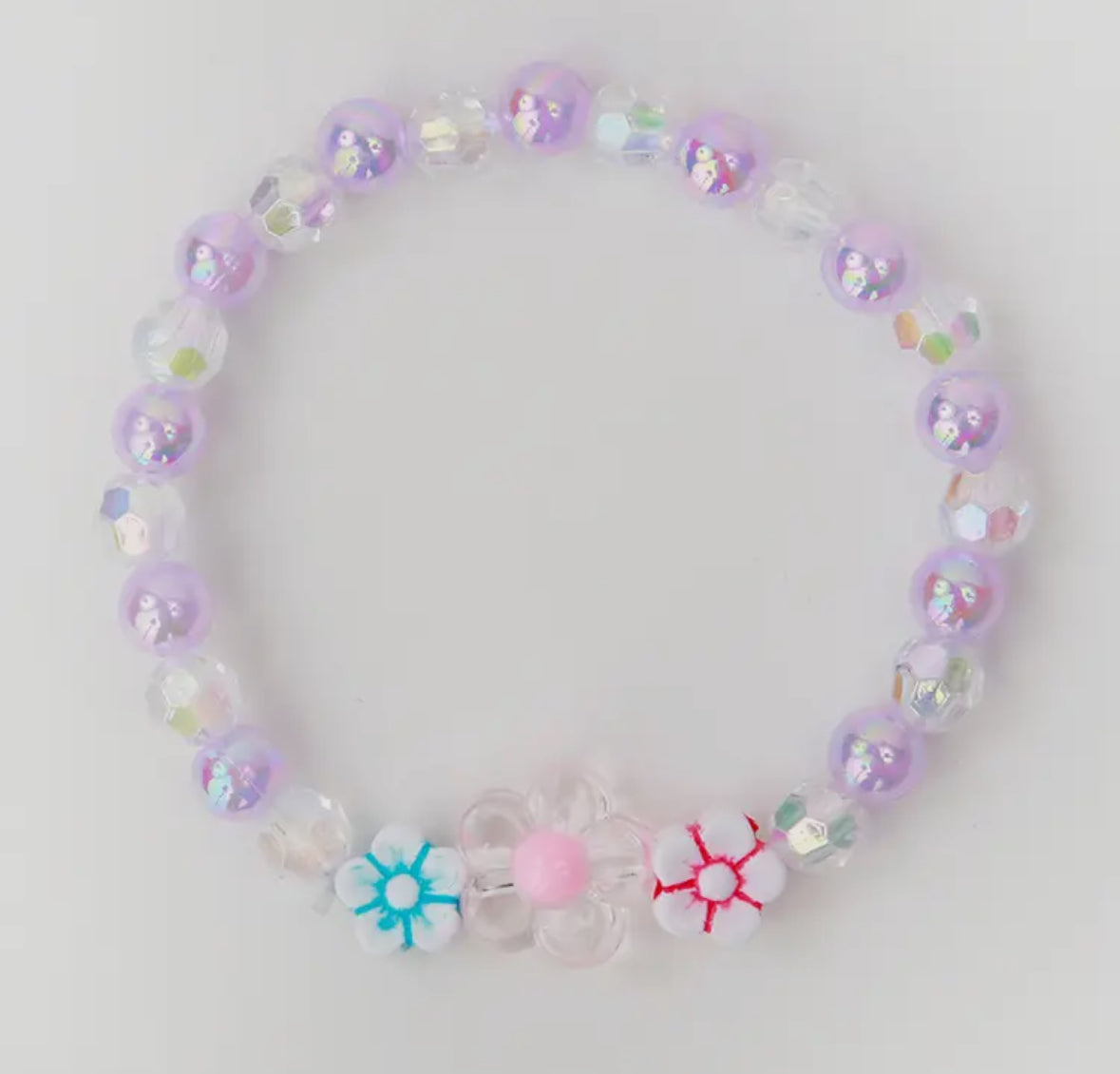 Clear Purple Flower Bracelet