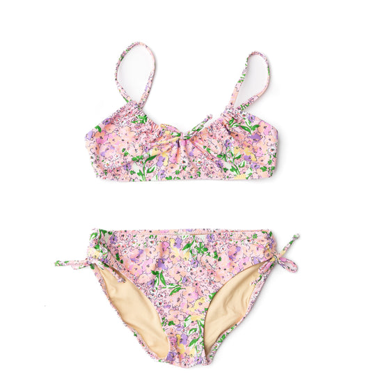 Tie Back Bikini, Petal Pink Floral