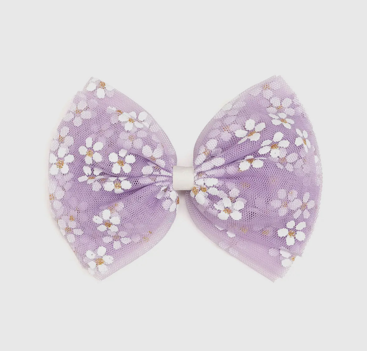 Lavender Ditsy Daisy Tulle Bow Clip