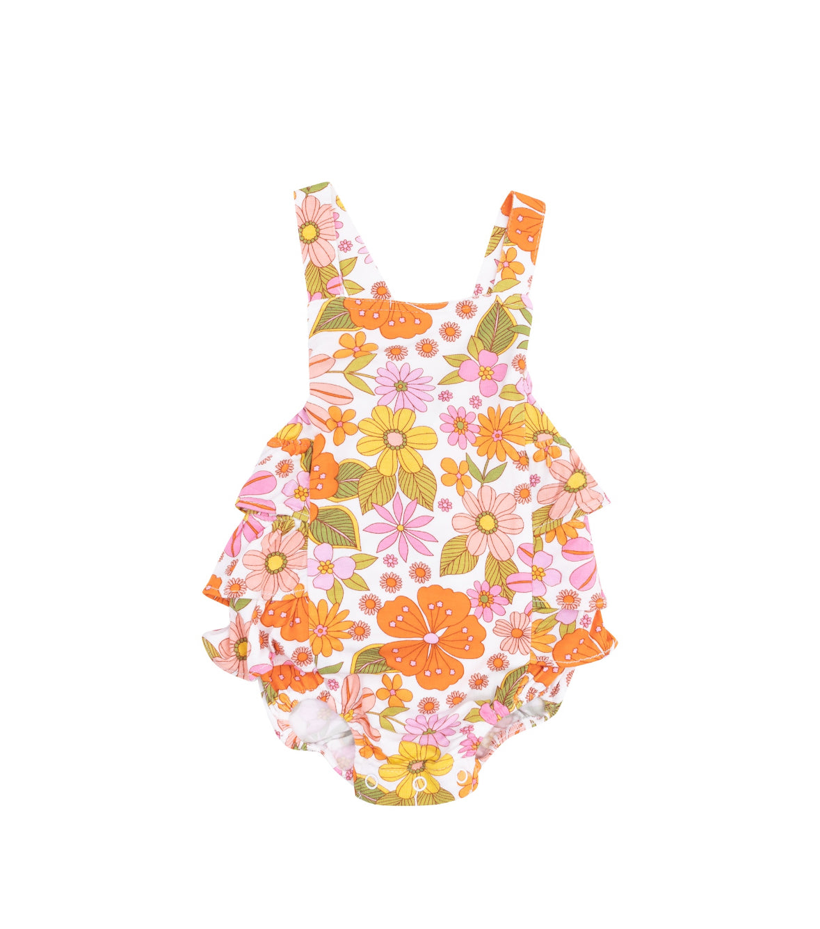 Boho Beachy Floral Ruffle Sunsuit