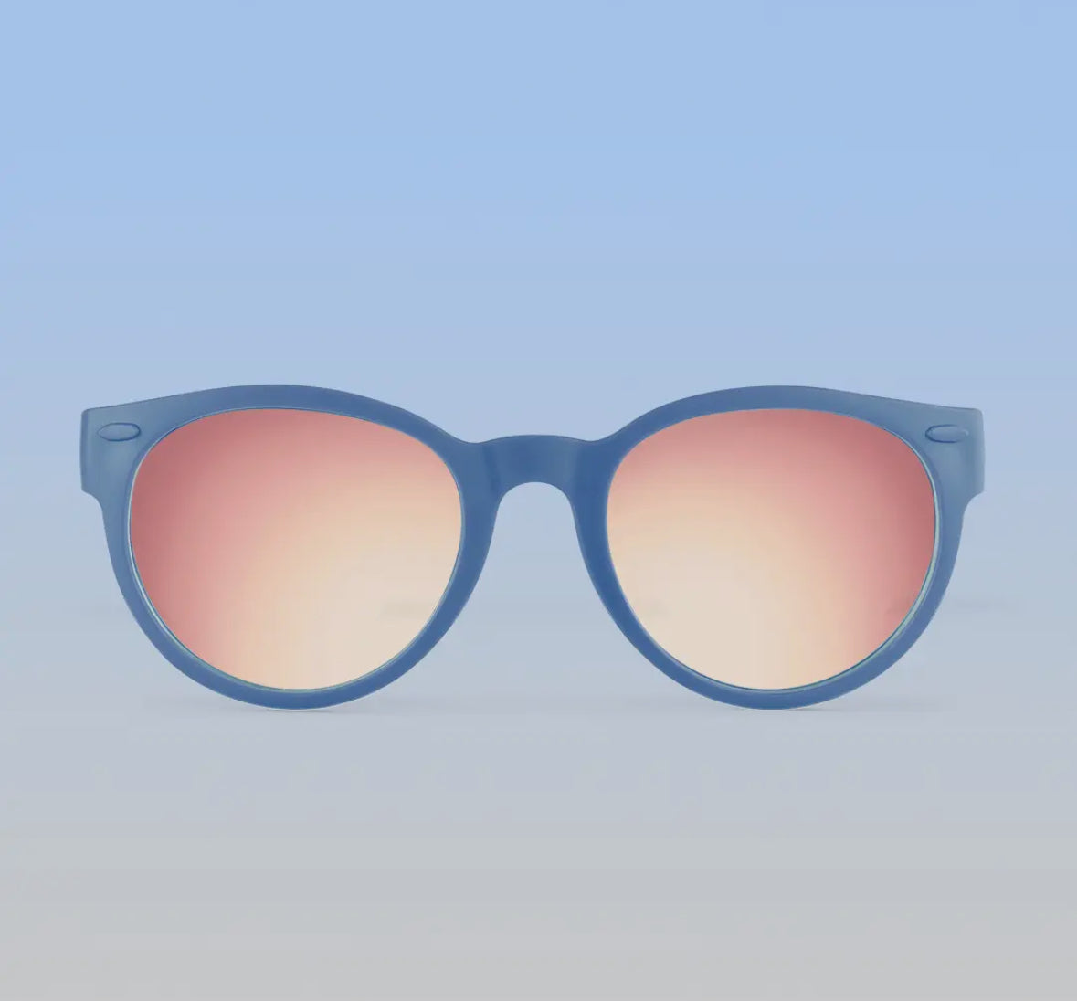 Round Sunglasses, Cloudy Blue w/ Polarized Rose Gold Mirrored Lens