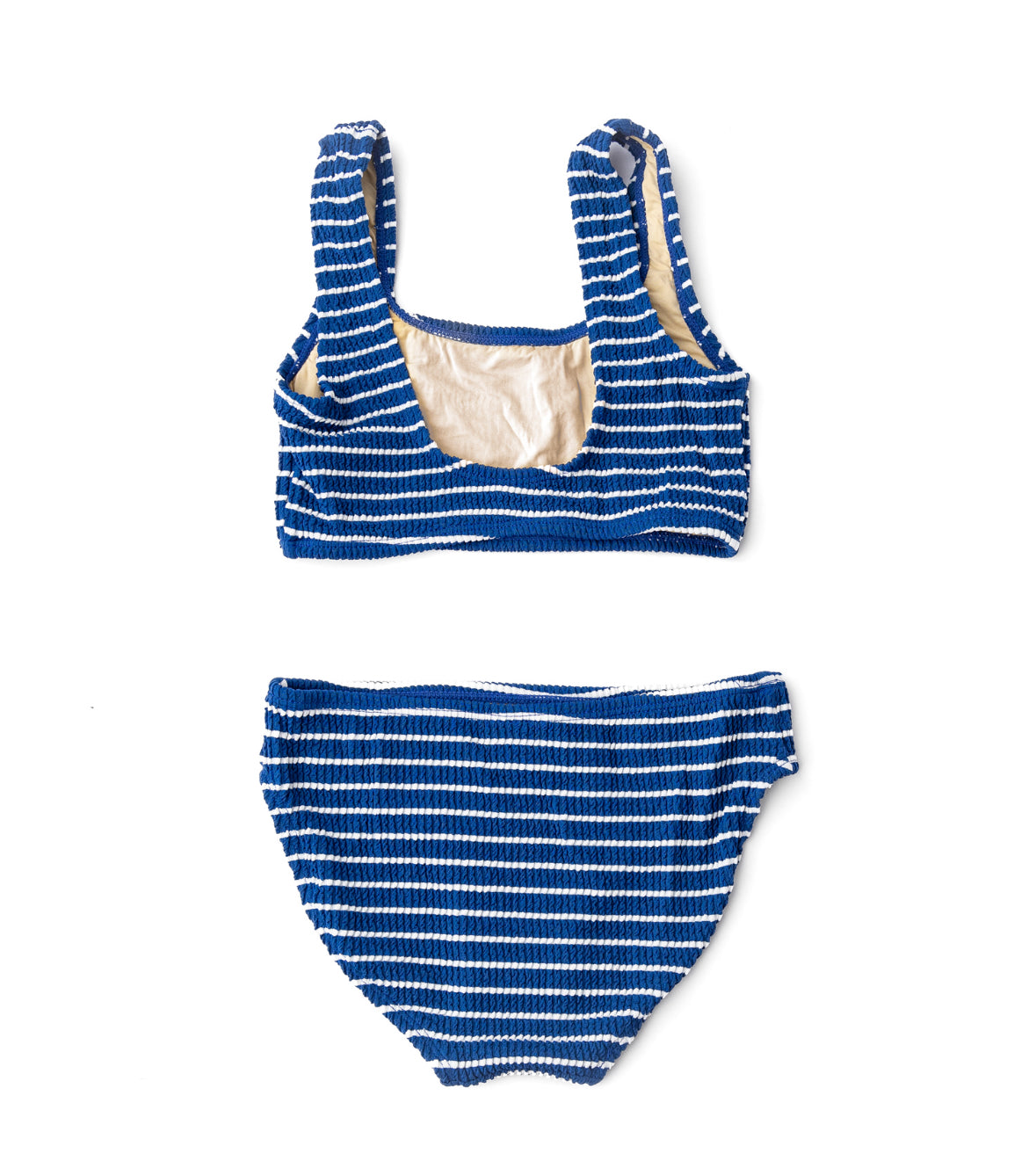 Navy/White Stripe Girls Crinkle Textured Bikini