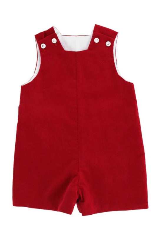 Red Corduroy John John Short with Tabs