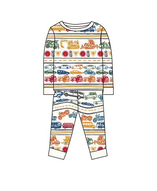 Cars and Trucks Two Piece Kids Pajamas