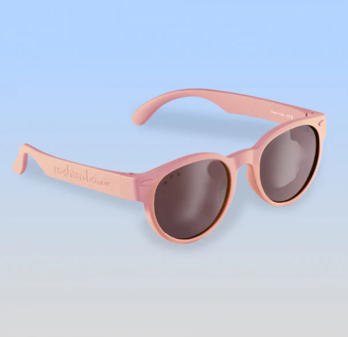 Jem Rounds, Blush Pink Frame Sunglasses w/ Polarized Brown Lens