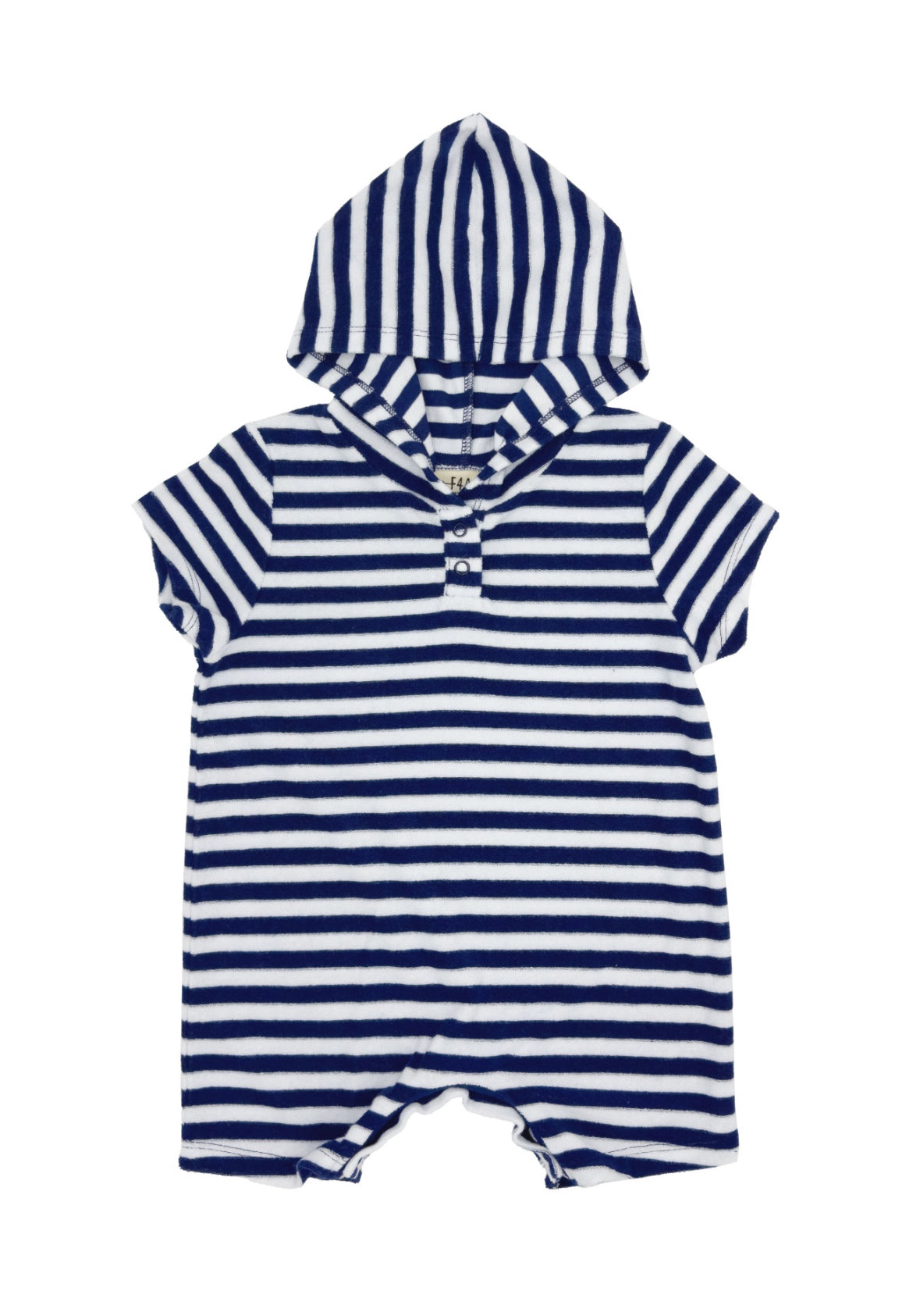 Finn Baby Hooded Romper, Navy/White Stripe