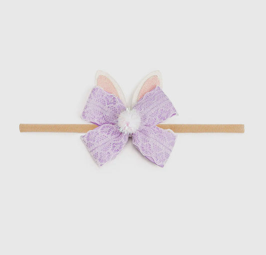 Lavender Lace Easter Bunny Bow Baby Headband