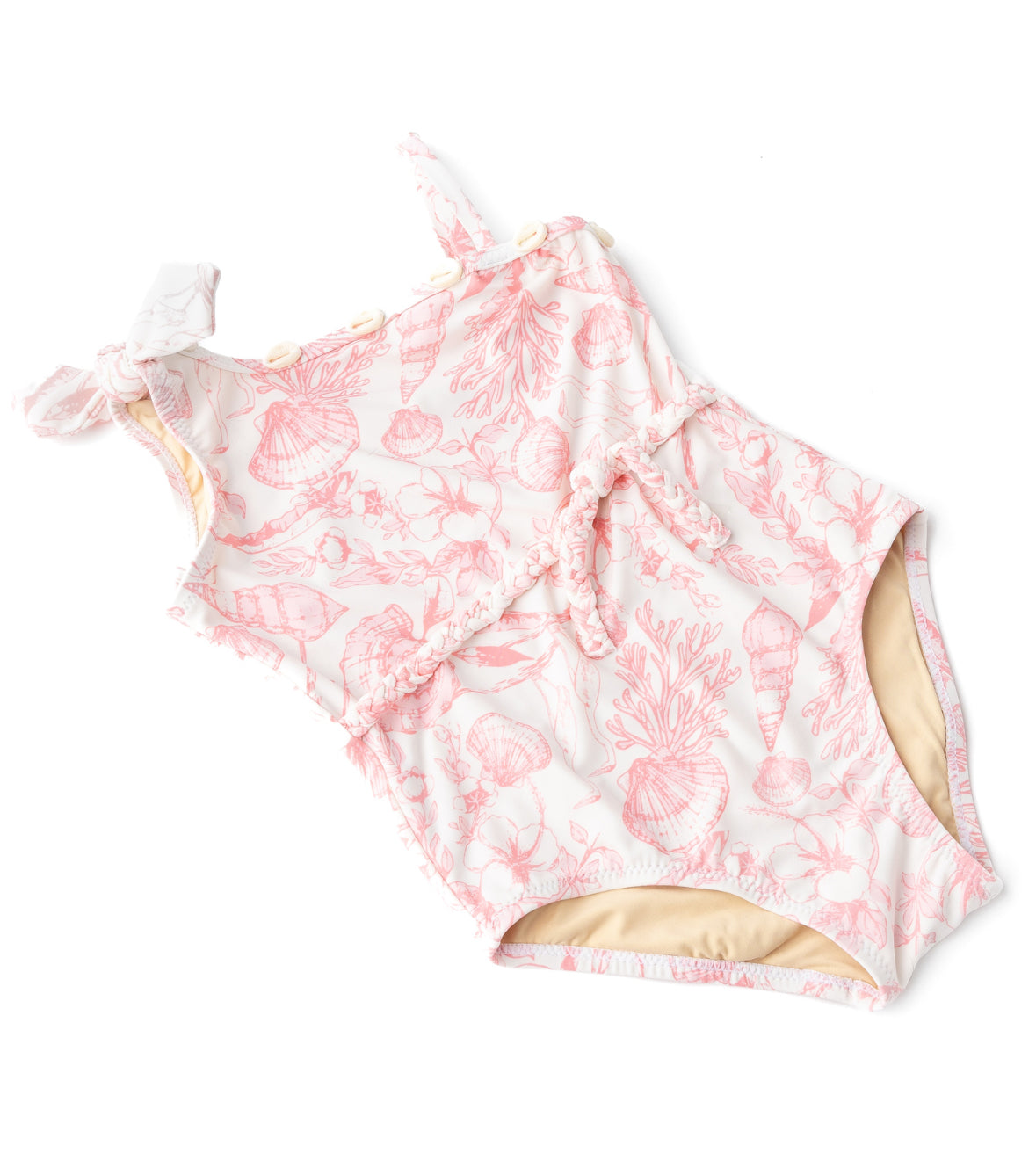 One Shoulder Bathing Suit, Shell, Seaside Toile