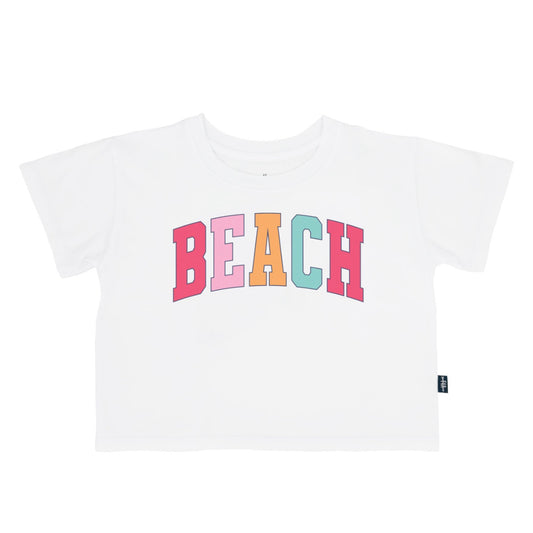 BEACH Crop Tee, White