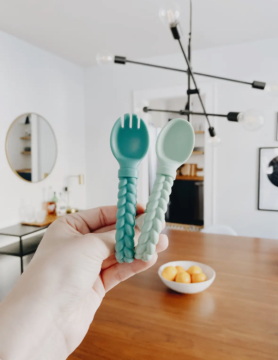 Sweetie Spoons™  Silicone Baby Fork + Spoon Set, Mint