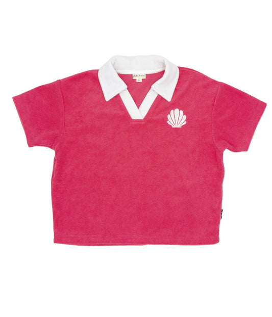 Shell Yeah Polo Top, Hot Coral