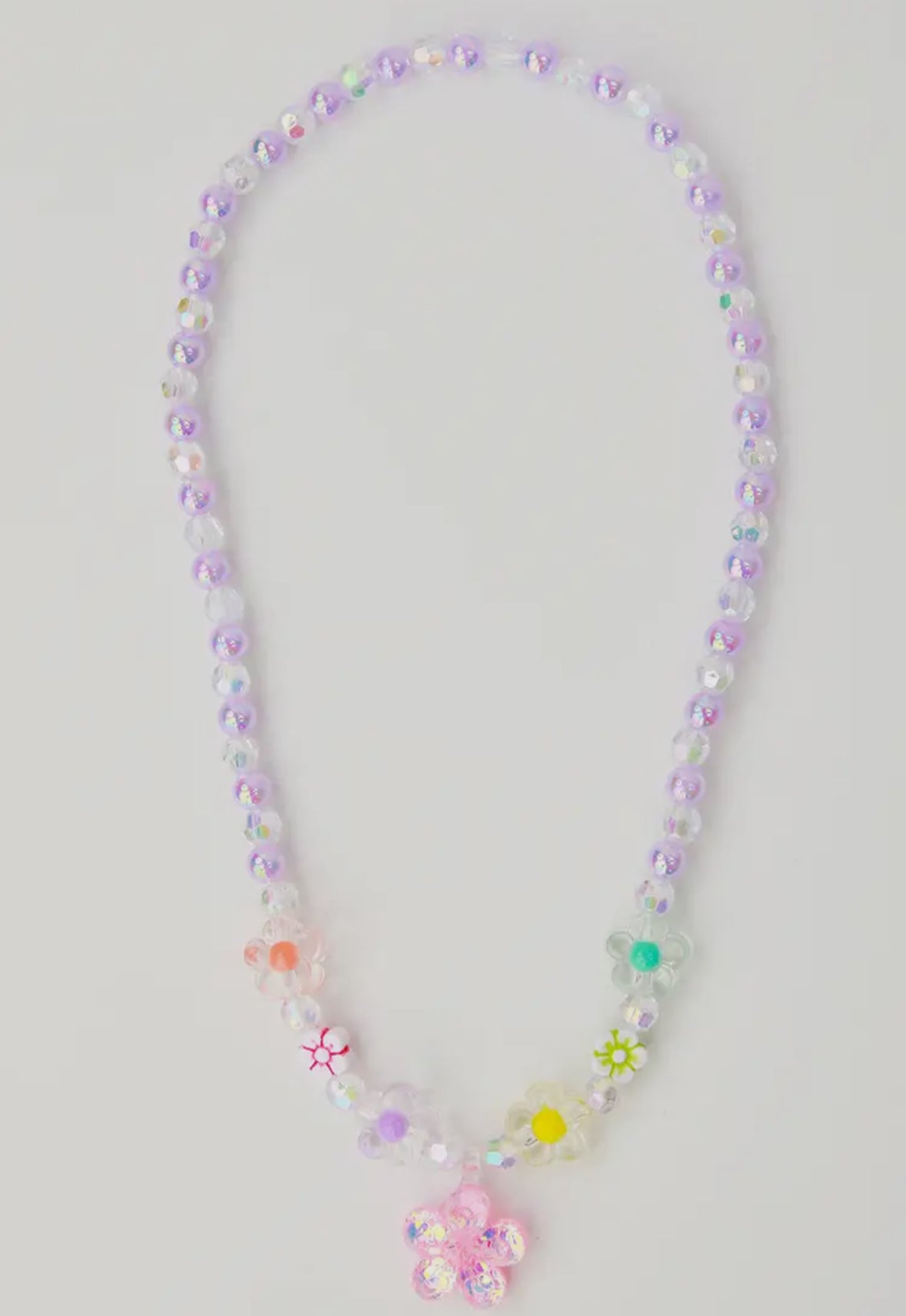 Clear Purple Flower Necklace