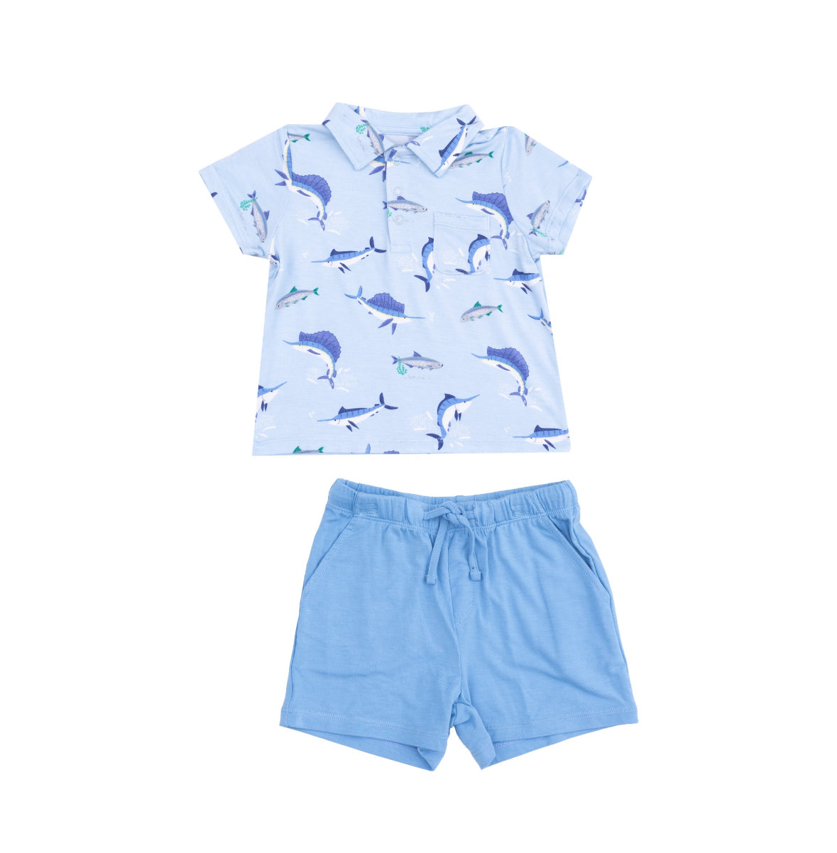 Deep Sea Fishing Blue Polo Shirt & Casual Short