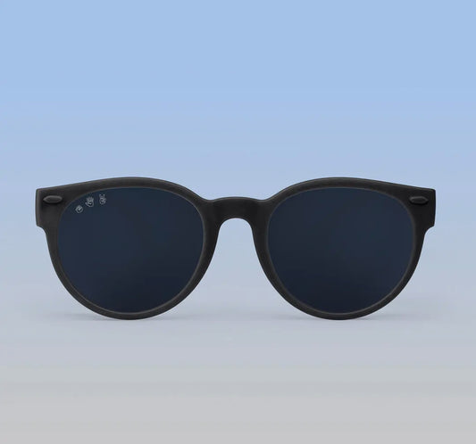 Round Sunglasses, Black Frame w/ Polarized Grey Lens