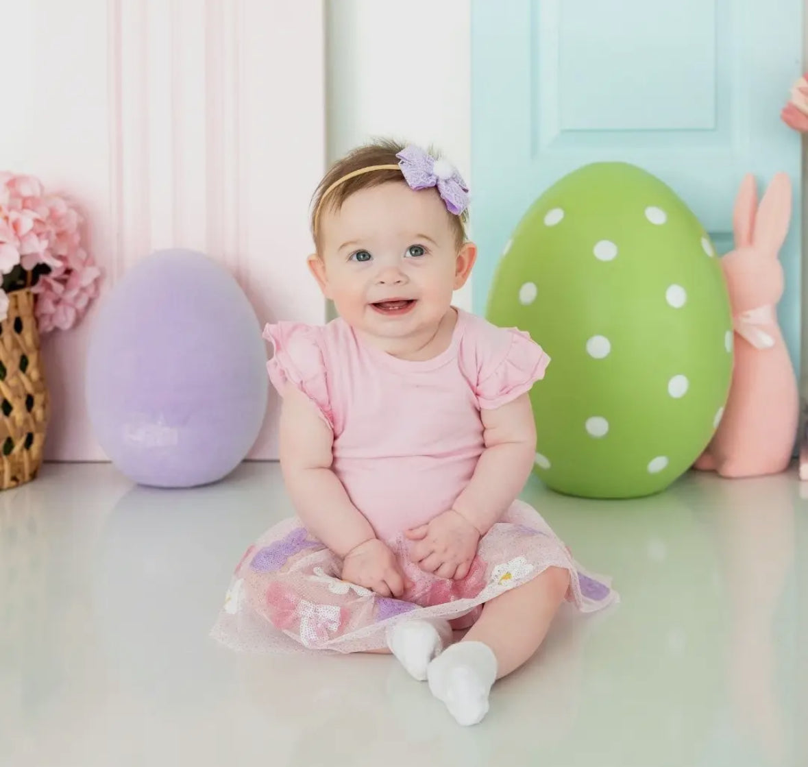 Lavender Lace Easter Bunny Bow Baby Headband