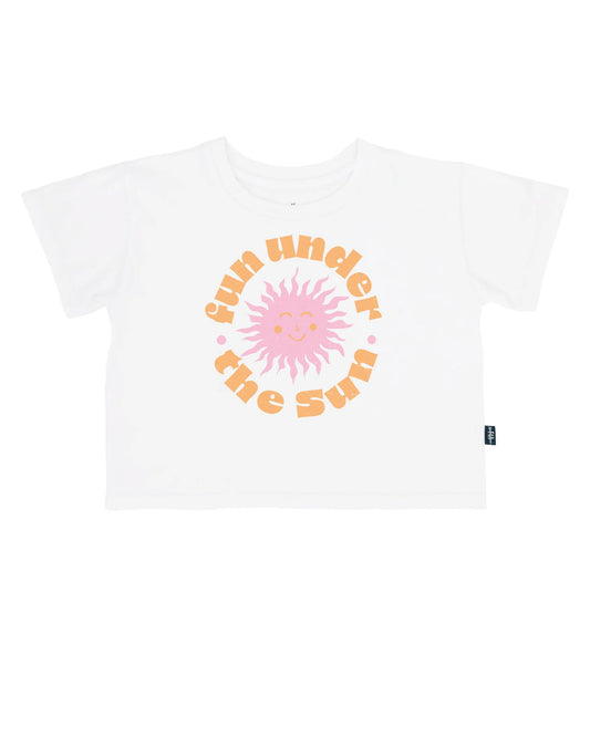 Fun Under The Sun Crop Tee, White