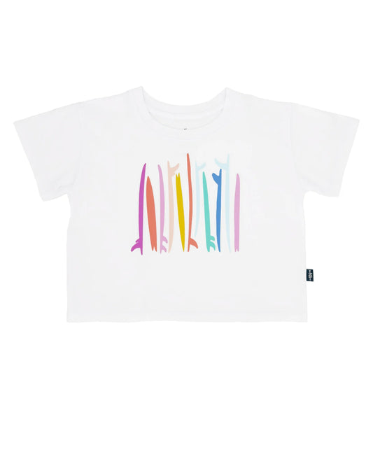 Rainbow Surf Crop Tee, White