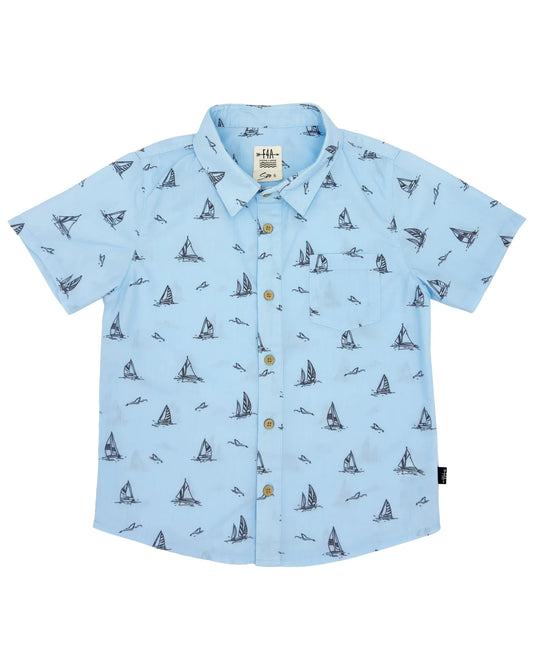 Sail Away Button Down, Crystal Blue