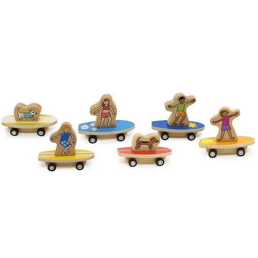 Surfer Kids & Dogs Pull Back