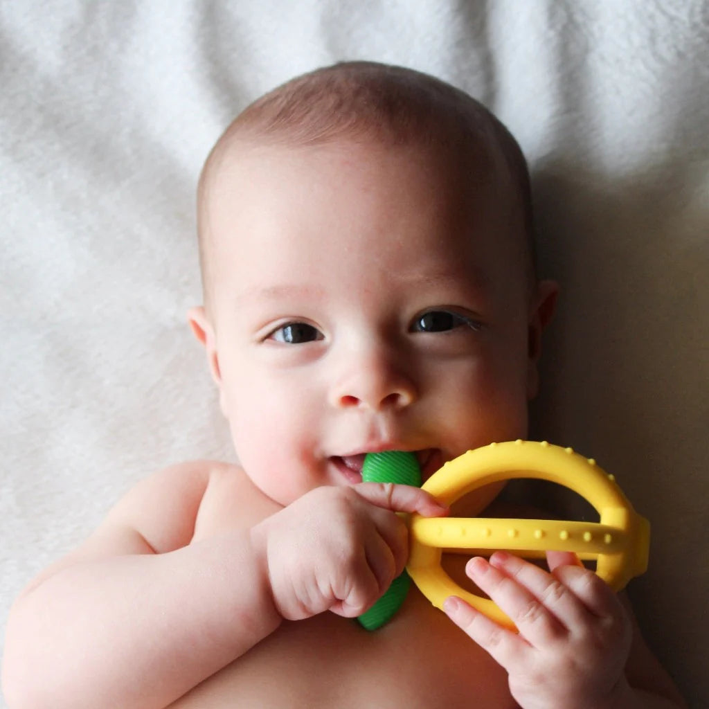 Bitzy Biter™ Teething Ball & Training Toothbrush, Lemon Drop