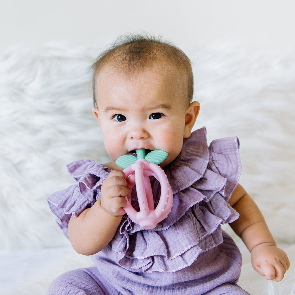 Bitzy Biter™ Teething Ball & Training Toothbrush, Pink Lemonade