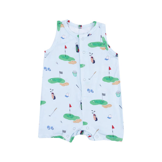 SLEEVELESS SHORTIE ROMPER - GOLF THINGS BLUE