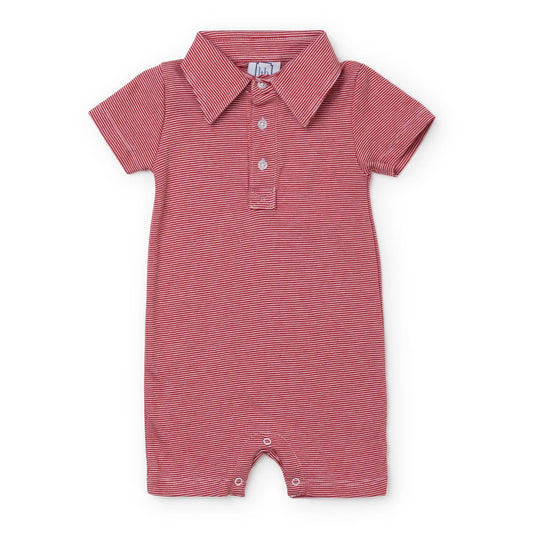 Tripp Boys’ Pima Cotton Polo Shortall, Red Stripes