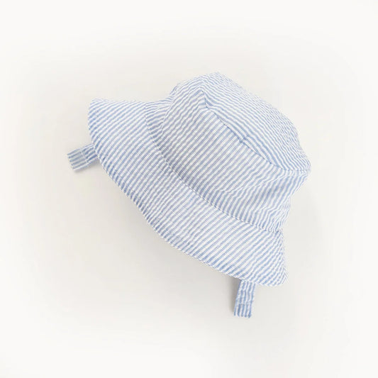 Light Blue Stripe UPF 25+ Seersucker Bucket Hat