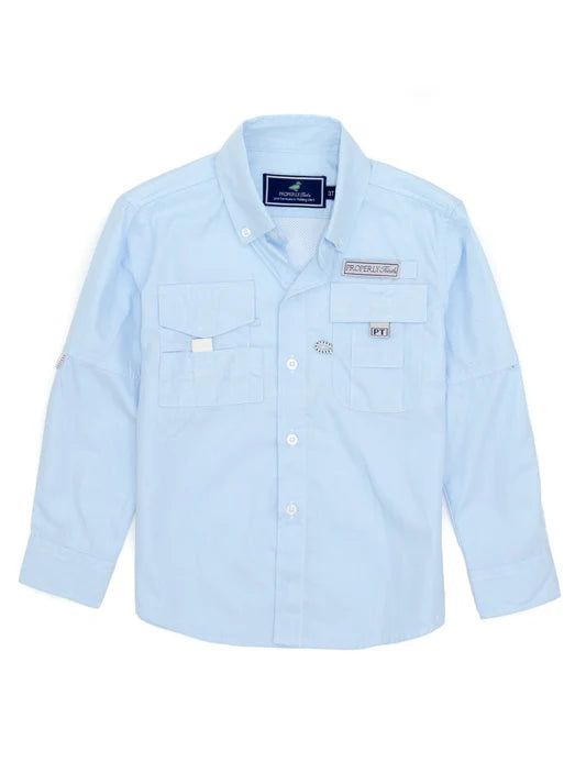 Boys Performance Fishing Shirt Aqua (Light Blue)