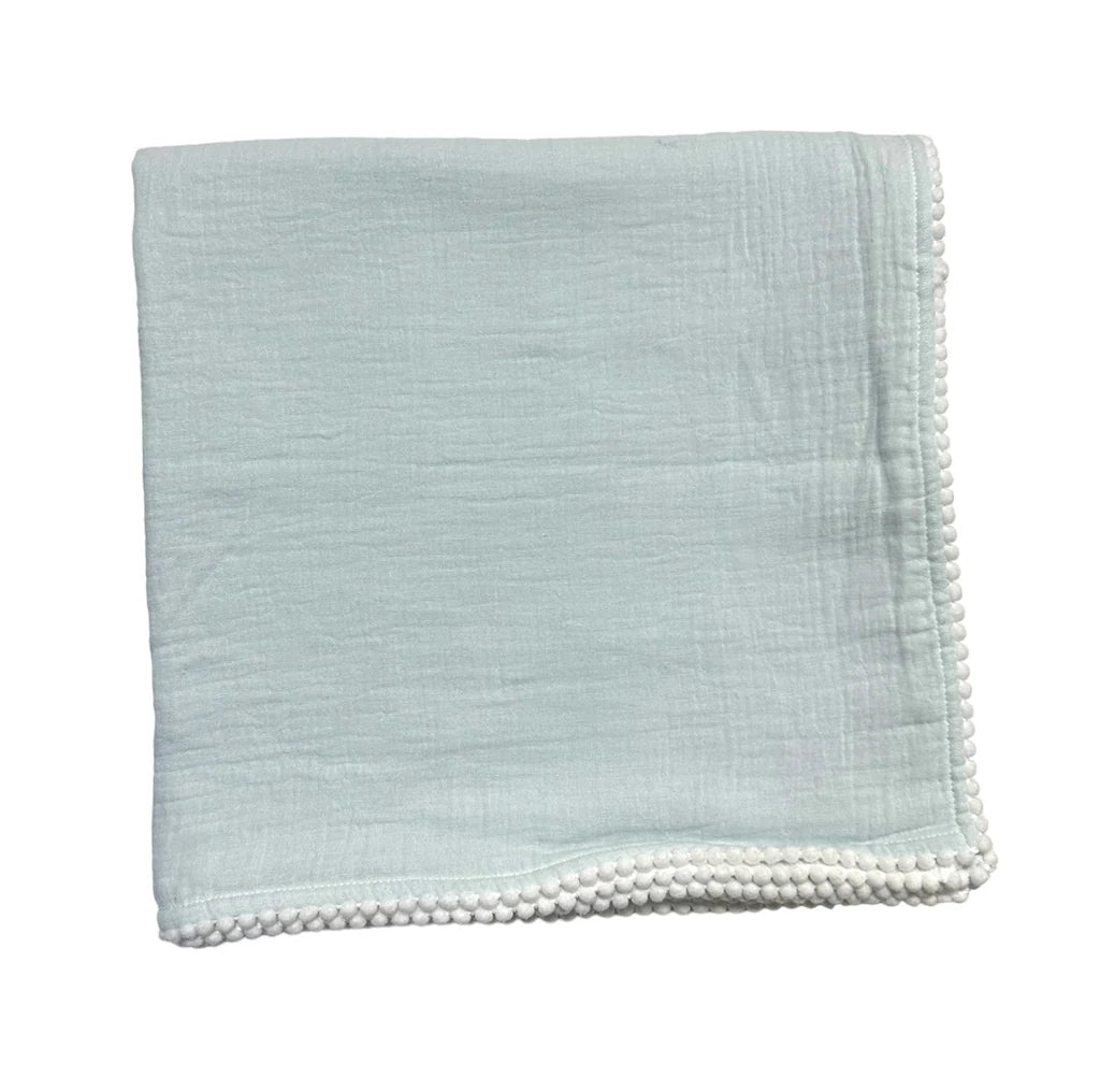 Cotton Muslin Swaddle Blanket, Blue/White