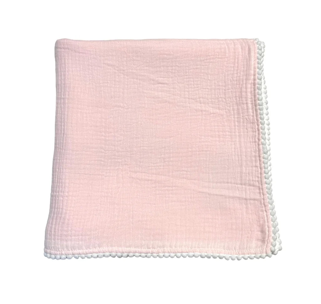 Cotton Muslin Swaddle Blanket, Pink/White