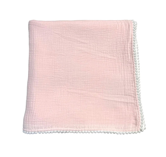 Cotton Muslin Swaddle Blanket, Pink/White