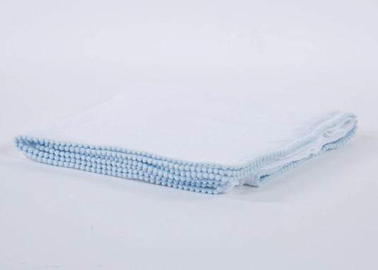 Cotton Muslin Swaddle Blanket, White/Light Blue