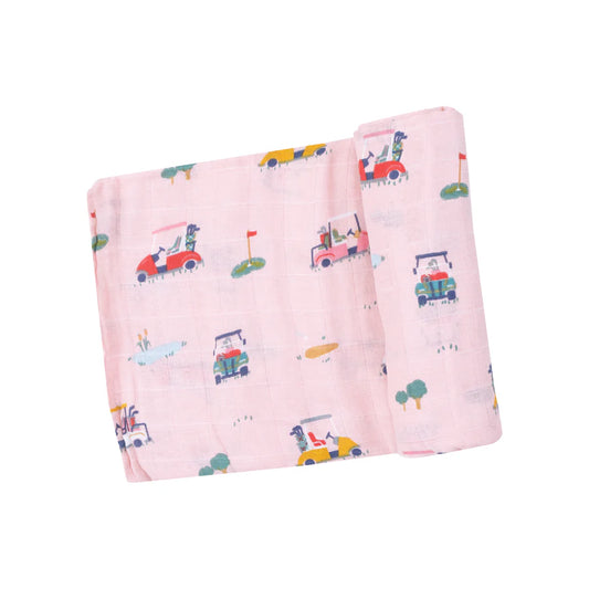 Swaddle Blanket, Golf Cart Cuties Pink