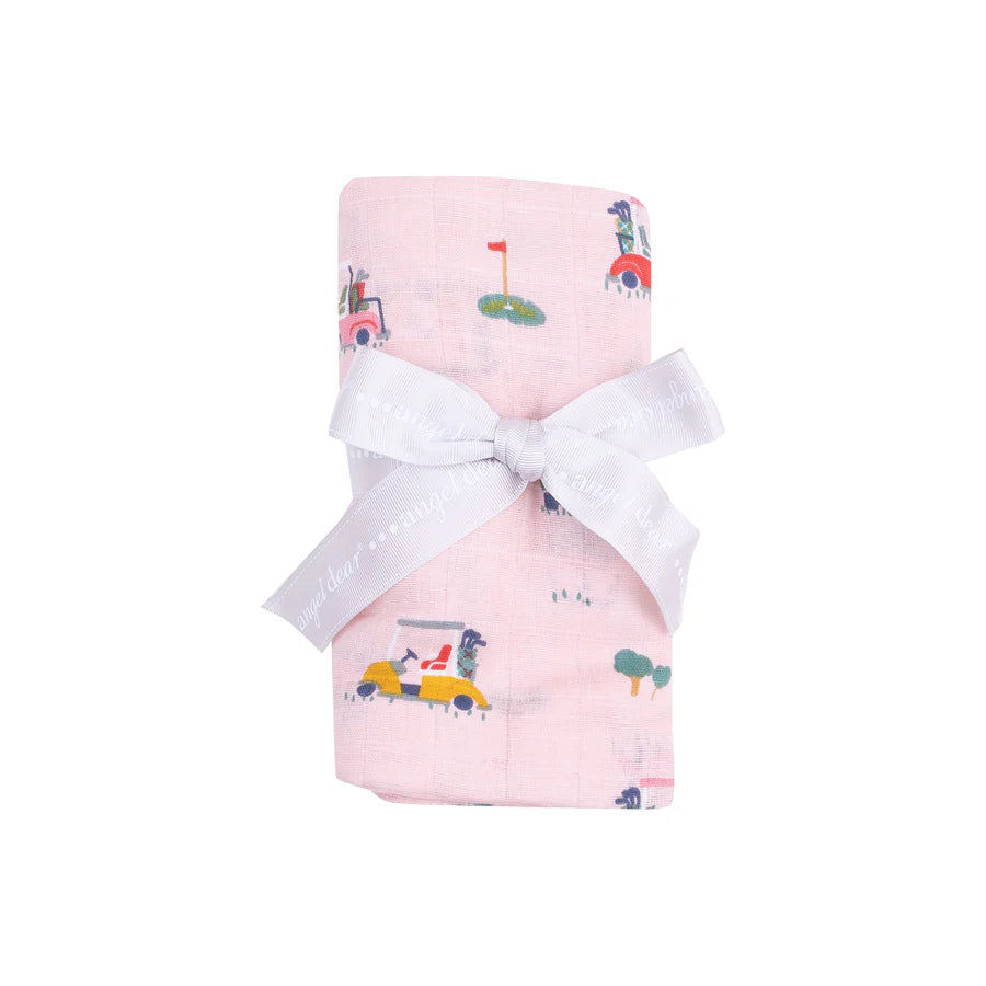 Swaddle Blanket, Golf Cart Cuties Pink