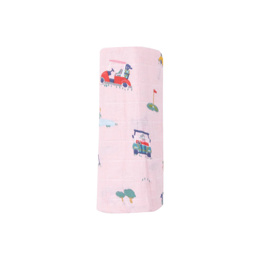Swaddle Blanket, Golf Cart Cuties Pink
