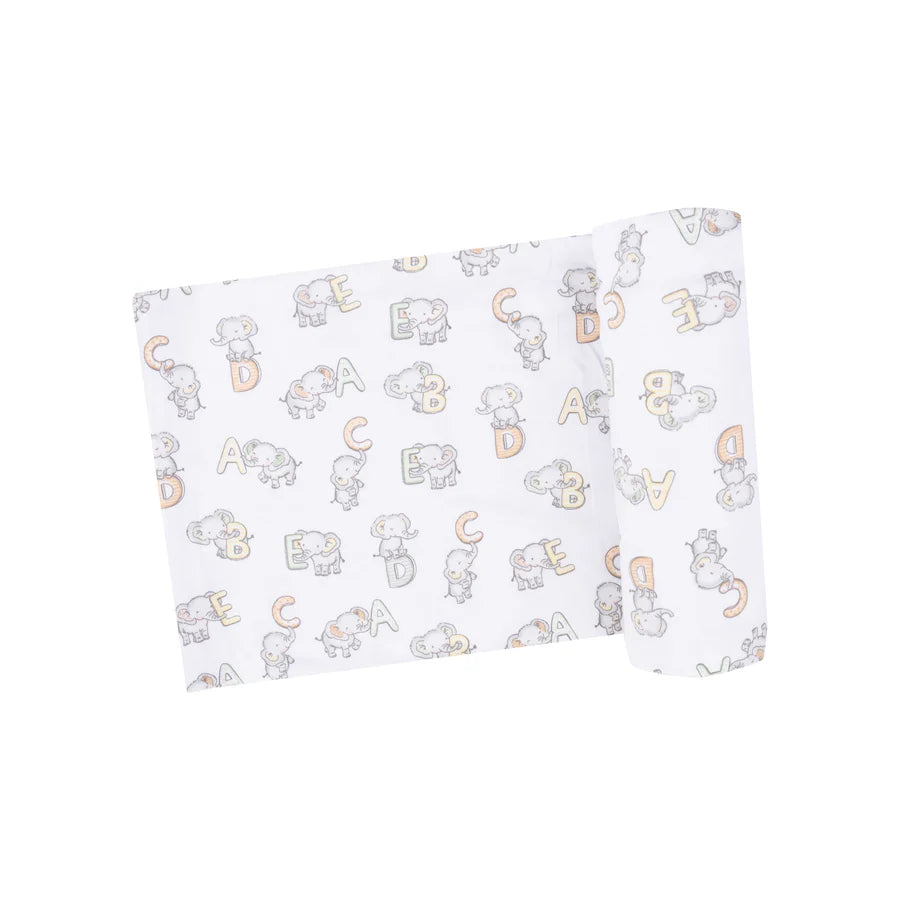 Swaddle Blanket, Vintage Elephant ABC