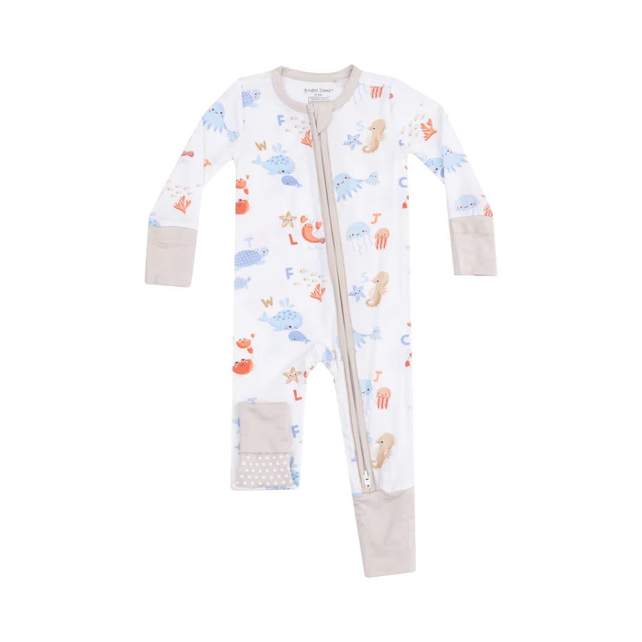2 Way Zipper Romper, Coastal ABC’s
