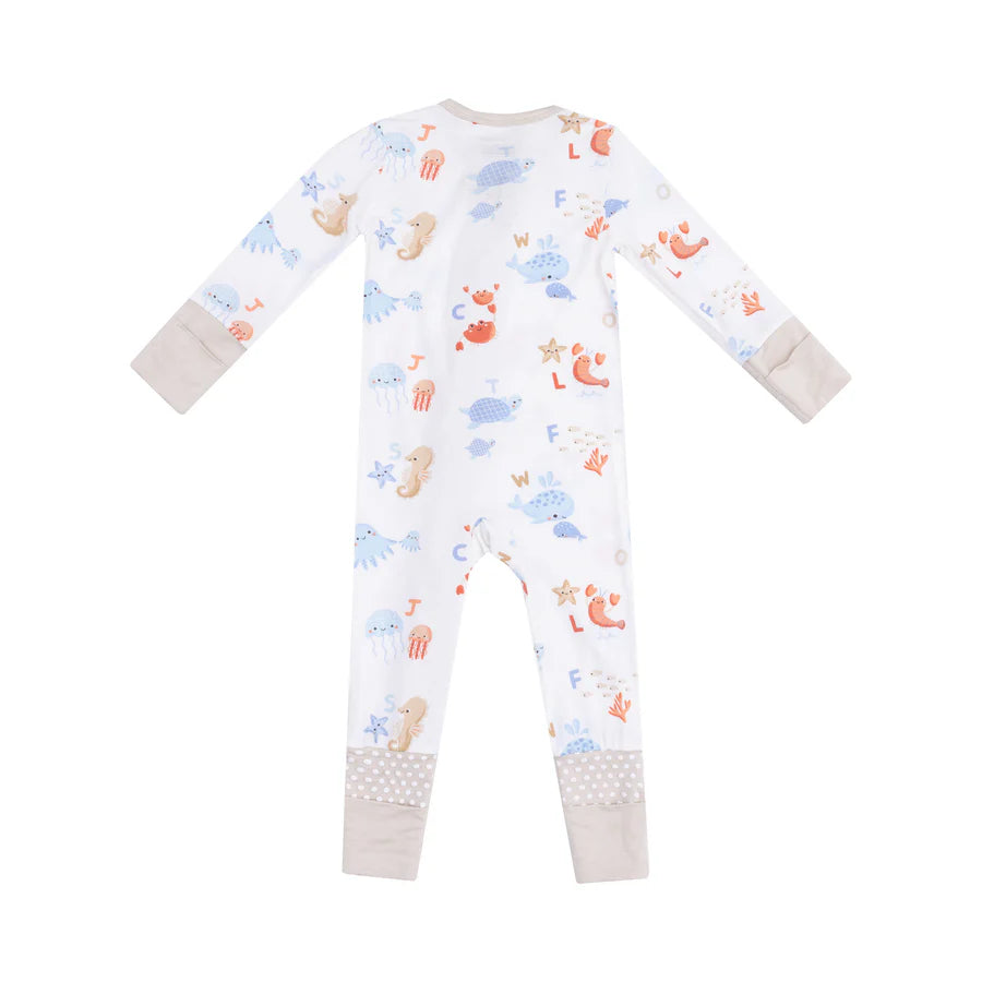 2 Way Zipper Romper, Coastal ABC’s
