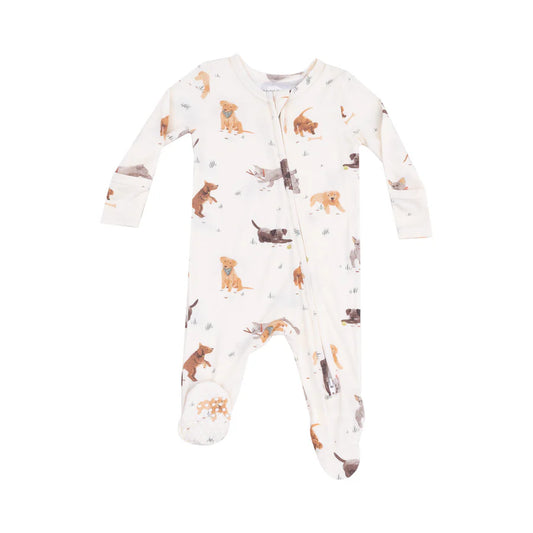 2 Way Zipper Footie, Watercolor Puppies