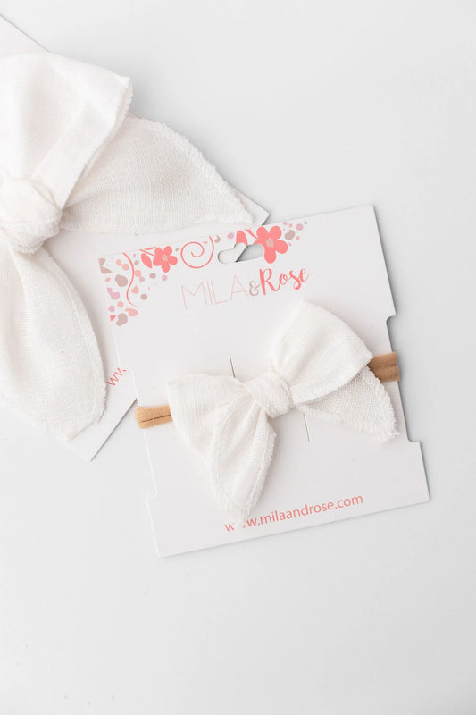 CLASSIC HAIR BOW HEADBAND - WHITE
