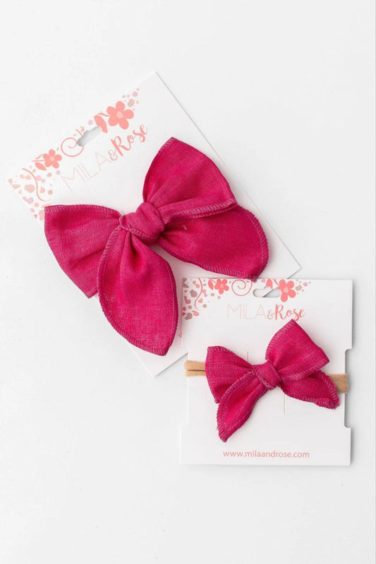 CLASSIC HAIR BOW HEADBAND - FUCHSIA