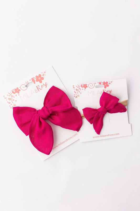 CLASSIC HAIR BOW CLIP - FUCHSIA