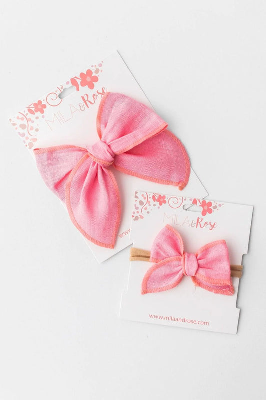 CLASSIC HAIR BOW CLIP - BUBBLEGUM PINK