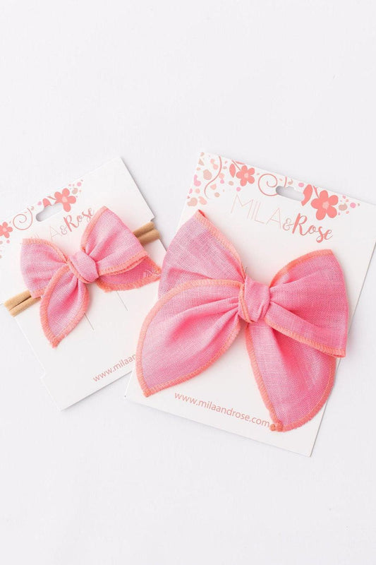 CLASSIC HAIR BOW HEADBAND - BUBBLEGUM PINK