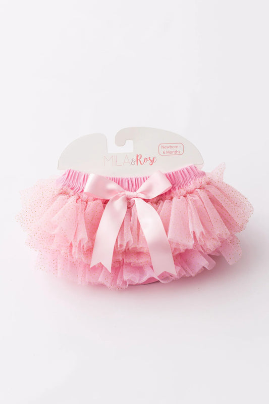PINK & GOLD GLITTER RUFFLE TUTU BLOOMER