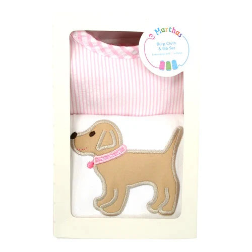 Pink Lab Medium Bib & Burp Box Set